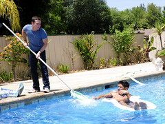 Pool side sex with the guy who cleans the pool