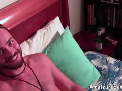 Cock measuring masturbation action with amateur jocks