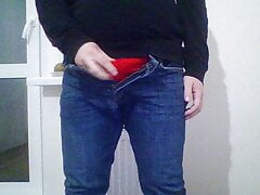 Hot boy In Blue Skinny Jeans wanking His DICK and cumming - Nixxter