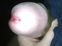 Fat Monster cock gets jerked and werked over at home in bed