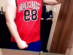 Big Dick Stud Jerks Off & Cums While Brushing His Teeth
