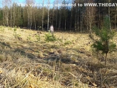 Outdoor naked walking, pissing and cumshot