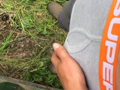 Play with my big hard white cock outdoors