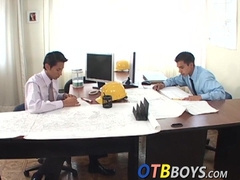 Two cock hungry Latino twinks screwing at the office