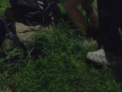 Bind yourself to a street light in a park and wait for a guy to poke me