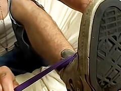 Lewd beauty has smooth feet and a yummy cock