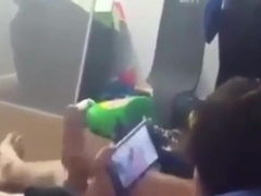 See my buddy spunking while hes eyeing pornography