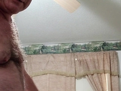 elderly stud masturbating in sofa