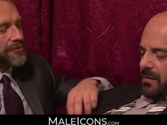 MaleIcons.com - Dirk Caber and Adam Russo's aggressive mutual anal destruction on the bed