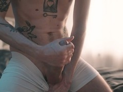 Draining my morning cock - thick dick edging with massive cumshot