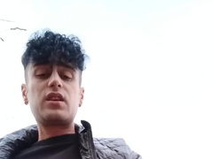 Juggling Ball Sack Wank off outside