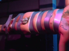 Bondage gay submissive flogged before blowjob