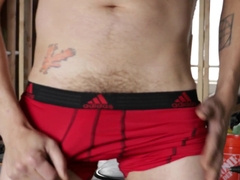 Handyman gives himself a hand-job at worksite