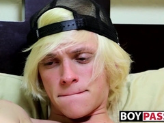 Filling his booty with his fav toy and masturbating hard