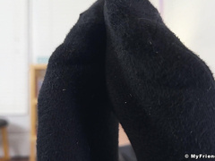 Muscular Hunk Girth Teases With Size 14 Feet In Dress Socks