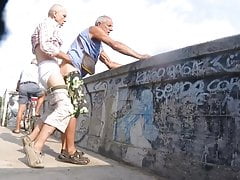 Grandpa cruising and getting fucked outdoors