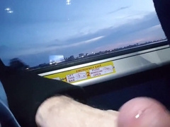 Jerking off on the bus. Big cum shot. Suit 4