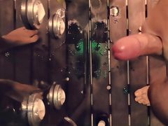 Huge cumshot under the shower