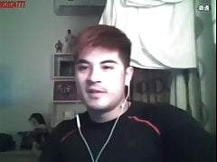 Handsome muscle Asian guy is showing
