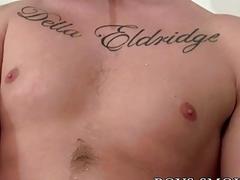 Twink relaxes while smoking solo and stroking his hard cock