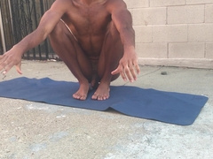 Spectacular Man Experiences Yoga Bare in Public Yard