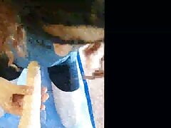 Dildo blowjob spit and cumming in a bowl mix