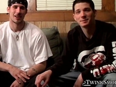 Straight dude Chain and twink Benz smoke and jack off side by side