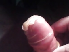 Old condom in selfmade fleshight