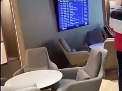 Airport Grindr hookup in restroom stall