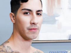 inked dude Kian Kane plays with his ass hole while jerking off