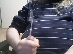 Solo cumshot #8! Launching so thick creamy ropes of cum all over myself!