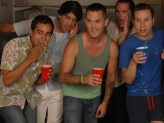 Marcus Ruhl lets Aaron Blake jump up and down on his boner