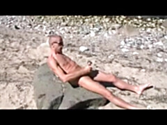 Gay henndrik solo beach nude jizz on stone