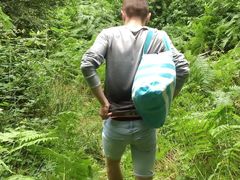 Amateur Gay Twink Miller Larkin Rides His Dildo In The Woods