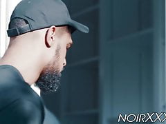 Black security dude anally fucks his Asian customer