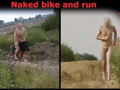 Nude biking and running in public nature at mining area. Young Tobi Exhibitionist Tobi00815