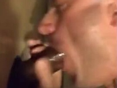 Sucking BBC at the glory hole with CIM and swallow 9