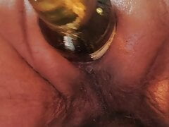 Beer Bottle Gapes Asspussy While Vacuum Sucks Cock!