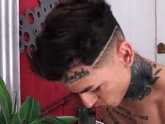 Tattooed Bad Boy Axel Fucks Ro The Janitor Outdoors After A Hot Courtyard Blowjob