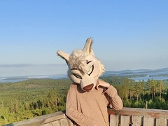 Fur covered Twunk marking territory with jism