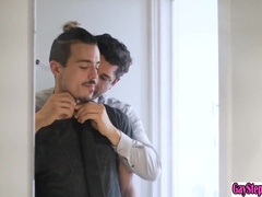 Ultra-Kinky step-dad tears up his son-in-law on the sofa so rock hard