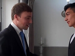 Jonas Matt talks the Latino bellboy into interracial sex