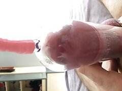 Electric cock pump, prostate toy, precum and close up cumshot