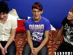 Twinks have a hardcore double penetration threesome after oral foreplay