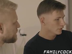 Taboo fuck session between hunky blond stepdad and his son