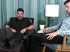 Freaky homosexual feasts on inked hunk juicy feet and toes
