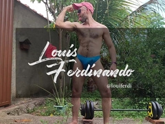 Palms Exercise Outdoors in Panty and Milking with Louis Ferdinando