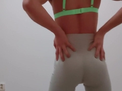 Femboy In Tight Gym Shorts And Sexy Lingerie