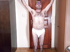 Gymnastics and then undressing and naked