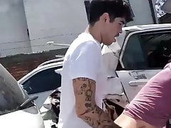 Guy fuck twink ass outdoor